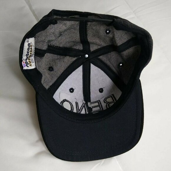 Reno Nevada Black Denim Snapback Baseball Hat Cap EUC Suede Feel Bill - Picture 4 of 5